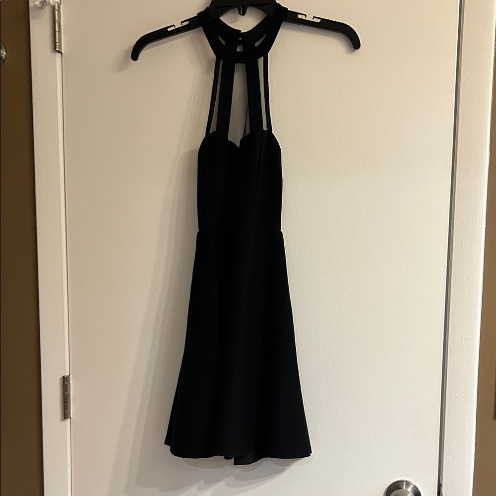 Lulu's Black Strappy Halter Mini Dress
